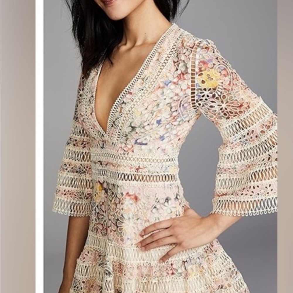 NWT Floral Lace Bell Sleeve Dress by Aqua